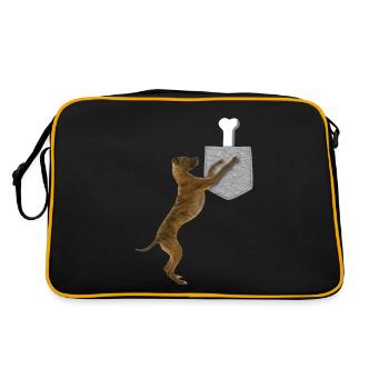 Dog Reaching For Bone In Your Fake Pocket Animal - Retro Bag - black/gold - Back