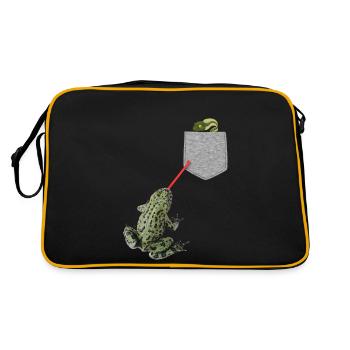 Frog Tongue Reaching For Tadpole In Your Pocket - Retro Bag - black/gold - Back