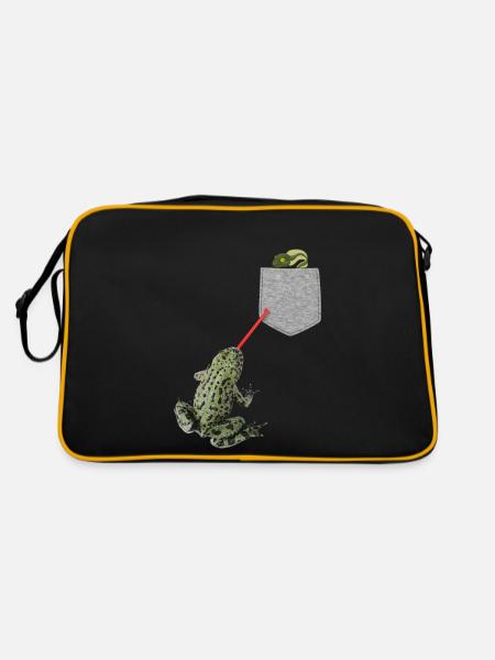 Froschzunge, die nach Kaulquappe in Ihrer Tasche greift - Retro Tasche - Schwarz/Gold - Hinten