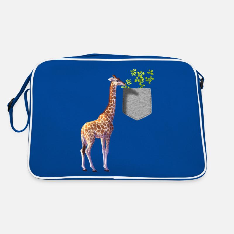 Girafe atteignant une branche avec des feuilles dans la poche Sac Retro