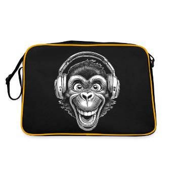 Cheerful Monkey T-Shirt for Music Lovers - Retro Bag - black/gold - Back