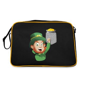 Leprechaun Atteignant Un Pot D’or Dans Une Fausse Poche - Sac Retro - noir/or - Dos