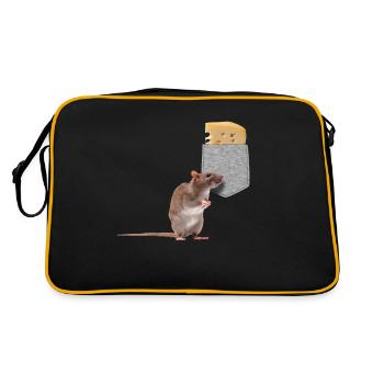 Mouse Reaching For Cheese In Your Fake Pocket Fun - Retro Bag - black/gold - Back