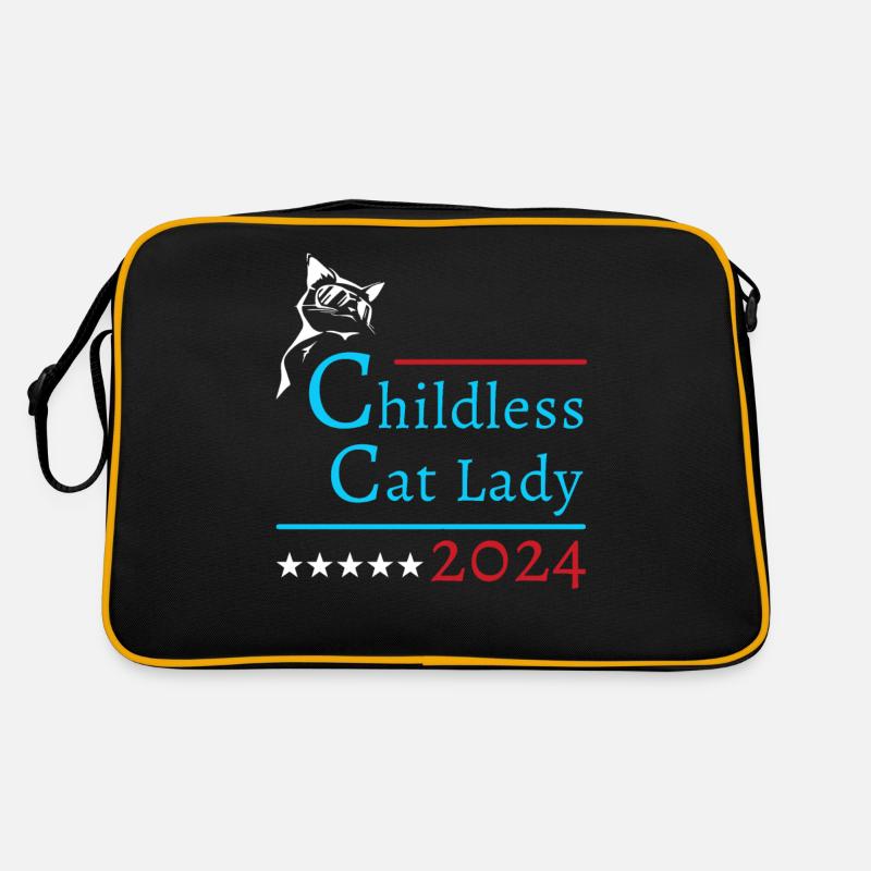 "Kinderlose Katzendame" Kamala Harris 2024 Retro Tasche