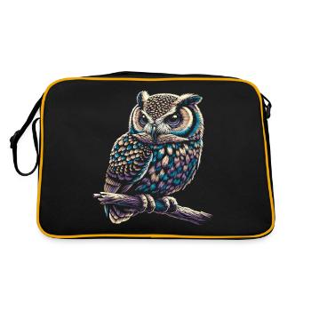 Eule Kunst Geschenk Geburtstag - Retro Tasche - Schwarz/Gold - Hinten