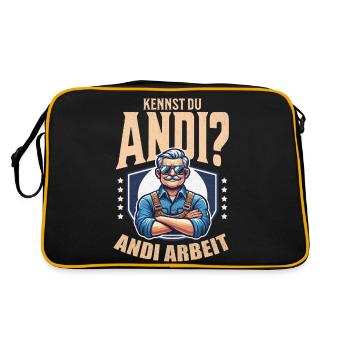Handwerker Andi Arbeit Geschenk Sprüche Lustig - Retro Tasche - Schwarz/Gold - Hinten