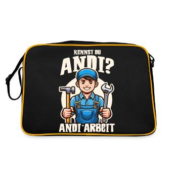 Handwerker Andi Arbeit Geschenk Sprüche Lustig - Retro Tasche - Schwarz/Gold - Hinten