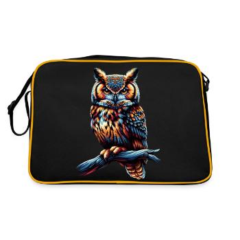 Eule Kunst Geschenk Geburtstag - Retro Tasche - Schwarz/Gold - Hinten