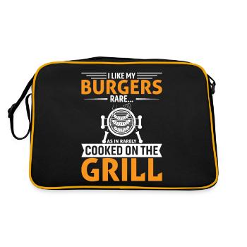 J’aime mes burgers saignants... Comme dans Rarement cuit sur le - Sac Retro - noir/or - Dos