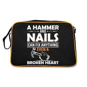 A hammer and nails can fix anything, even a broken - Retro Bag - black/gold - Back