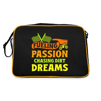 Dirt Biker Riding Passion Chasing Dirt Dreams Gift - Retro Bag - black/gold - Back