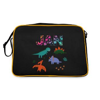JAN - Beau prénom de garçon avec dinosaure - Sac Retro - noir/or - Dos