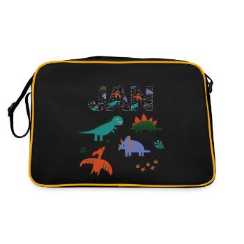 JAN - Beau prénom de garçon avec dinosaure - Sac Retro - noir/or - Dos