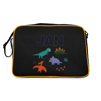 JAN - Beau prénom de garçon avec dinosaure - Sac Retro - noir/or - Dos
