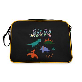 JAN - Beau prénom de garçon avec dinosaure - Sac Retro - noir/or - Dos