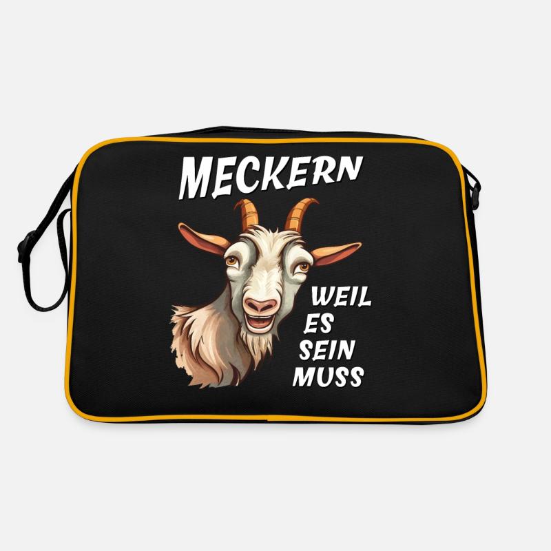 ZIEGE MECKERN WEIL ES SEIN MUSS - Retro Tasche - Schwarz/Gold