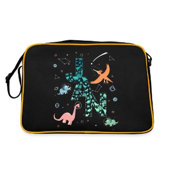 JAN - Beau prénom de garçon avec dinosaure - Sac Retro - noir/or - Dos