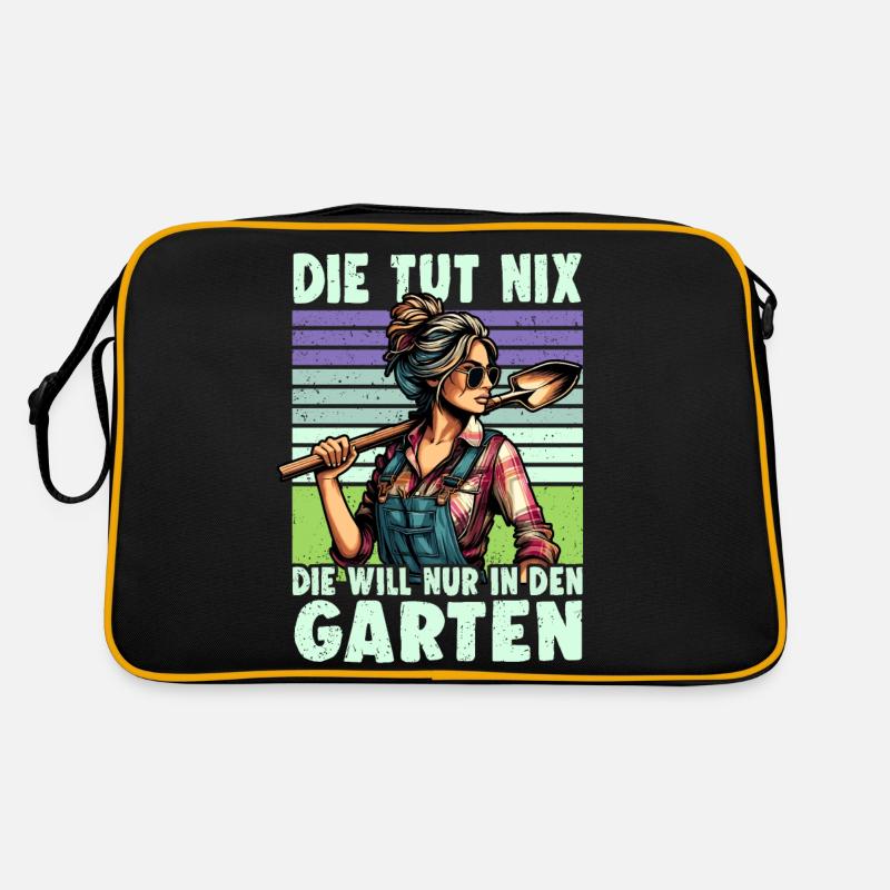 Garten Geschenk Gärtnerin Geburtstag Geschenk - Retro Tasche - Schwarz/Gold