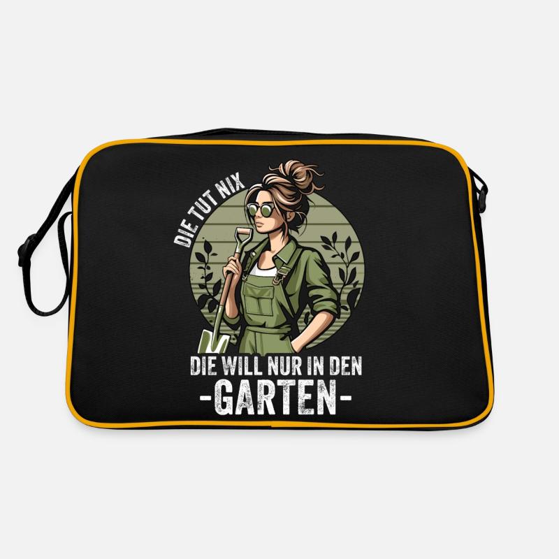 Garten Geschenk Gärtnerin Geburtstag Geschenk - Retro Tasche - Schwarz/Gold