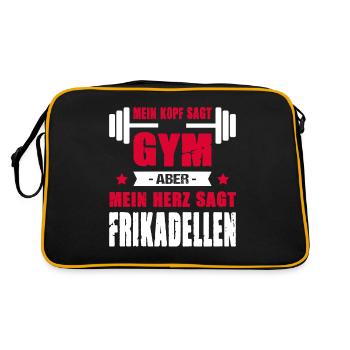 Mein Kopf Sagt Gym Aber Mein Herz Sagt Frikadellen - Retro Tasche - Schwarz/Gold - Hinten