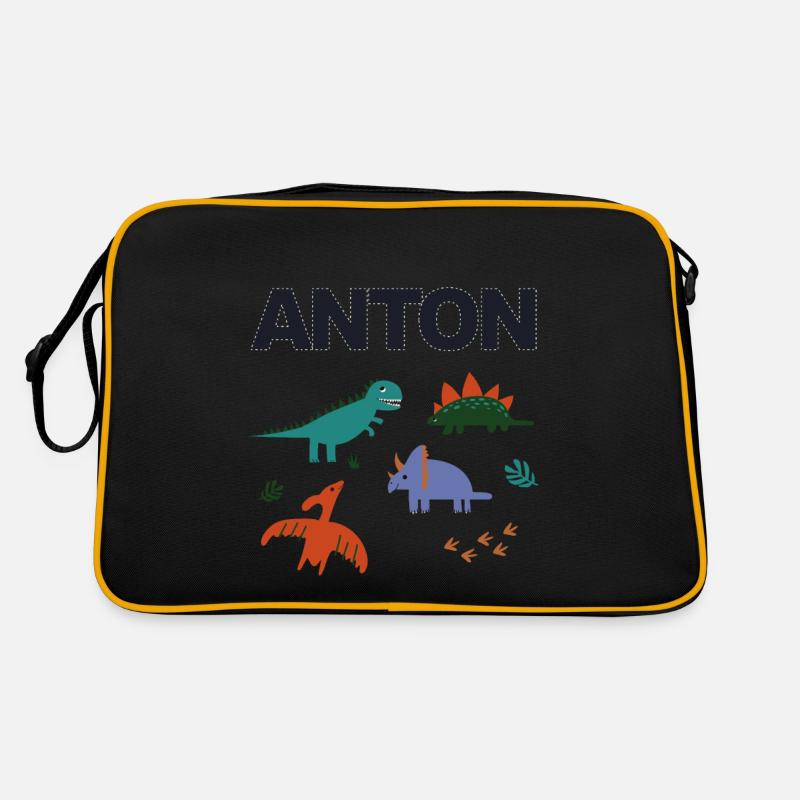 ANTON - Beautiful boy name with dinosaur Retro Bag