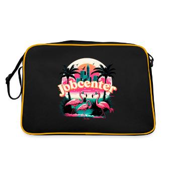 Jobcenter Hartz 4 Bürgergeld Flamingos Arbeitsamt - Retro Tasche - Schwarz/Gold - Hinten