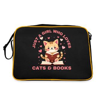 Just A Girl Who Loves Cats And Books, Cute Cats - Retro Bag - black/gold - Back