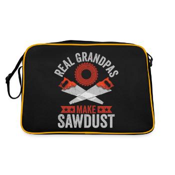 Grandpa's Workshop - Real Grandpas Make Sawdust - Retro Tasche - Schwarz/Gold - Hinten