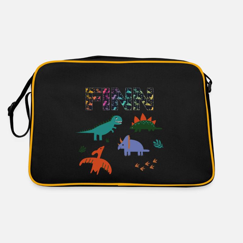 FINN - Beautiful boy name with dinosaur Retro Bag
