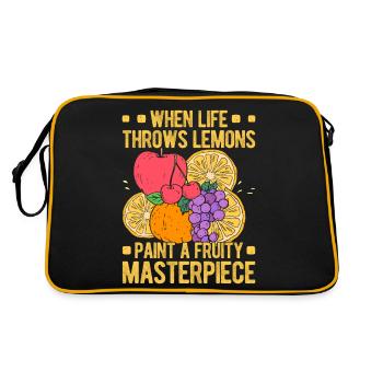Artist Painter Graphic Paint A Fruity Art Gifts - Retro Tasche - Schwarz/Gold - Hinten