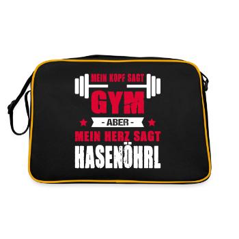 Mein Kopf Sagt Gym Aber Mein Herz Sagt Hasenöhrl - Retro Tasche - Schwarz/Gold - Hinten
