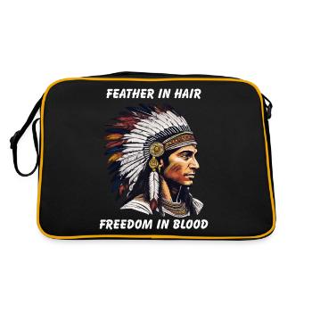 INDIANER FEATHER IN HAIR FREEDOM IN BLOOD - Retro Tasche - Schwarz/Gold - Hinten