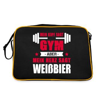 Mein Kopf Sagt Gym Aber Mein Herz Sagt Weißbier - Retro Tasche - Schwarz/Gold - Hinten