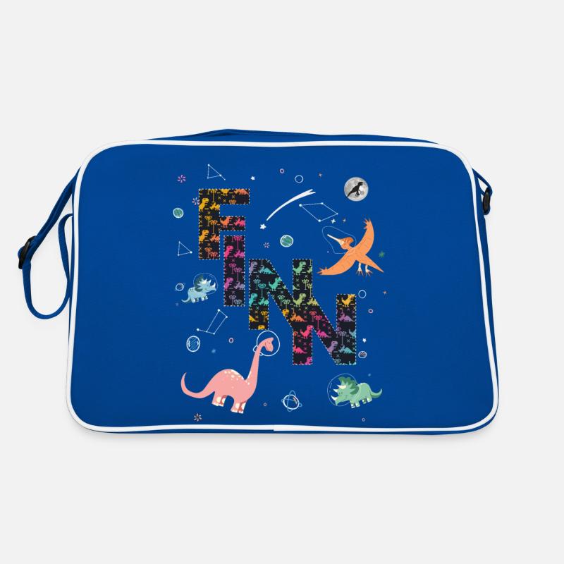 FINN - Beautiful boy name with dinosaur Retro Bag