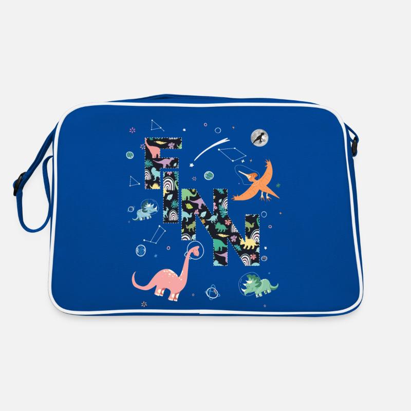 FINN - Beautiful boy name with dinosaur Retro Bag