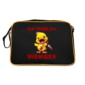 Ein Problem weniger - Ente mit Messer Halloween - Retro Tasche - Schwarz/Gold - Hinten