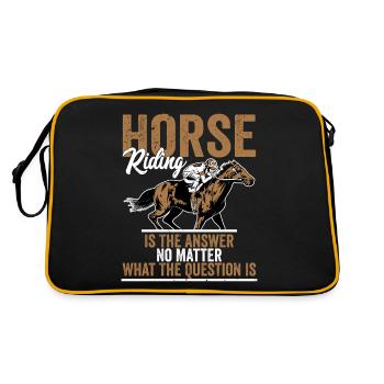 Horse Riding Is The Answer Horseback Riding Girl - Retro Tasche - Schwarz/Gold - Hinten