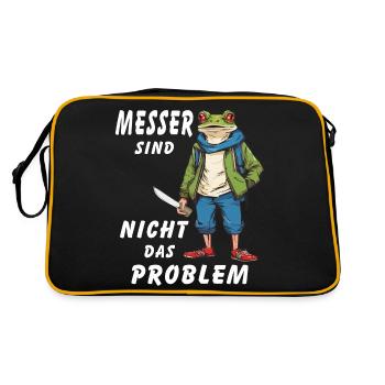 FROSCH MESSER SIND NICHT DAS PROBLEM - Retro Tasche - Schwarz/Gold - Hinten