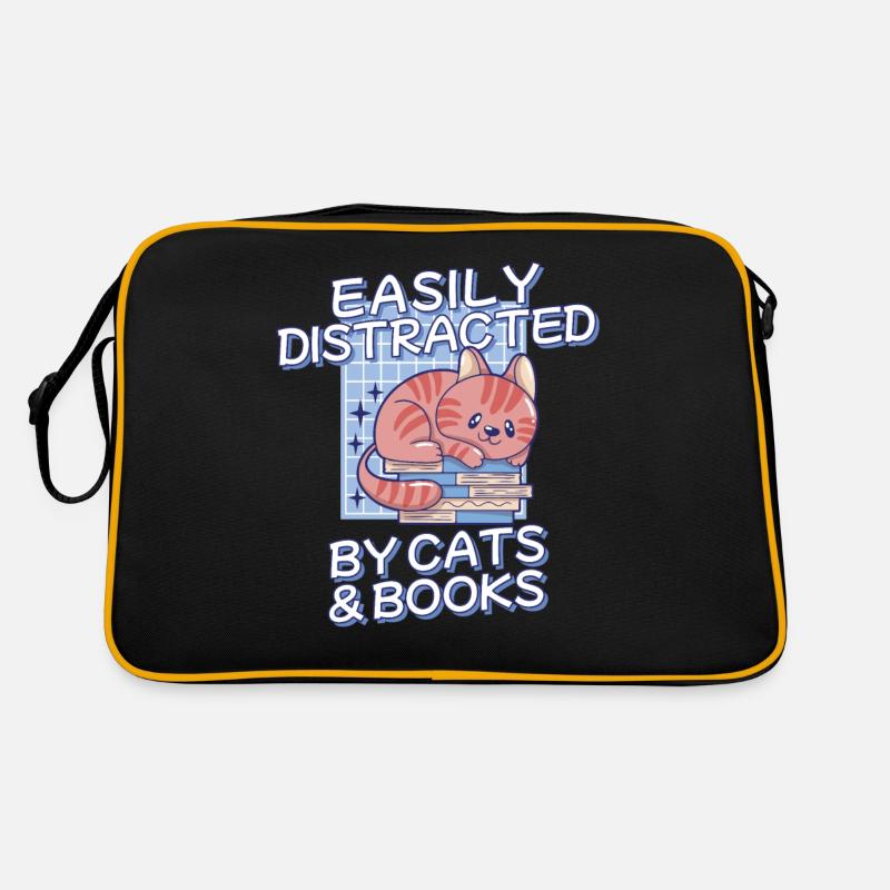 Leicht Ablenkbar Durch Katzen und Bücher Retro Tasche