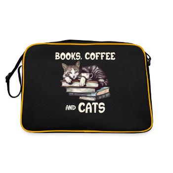 Livres, café et chats - Journée parfaite pour - Sac Retro - noir/or - Dos