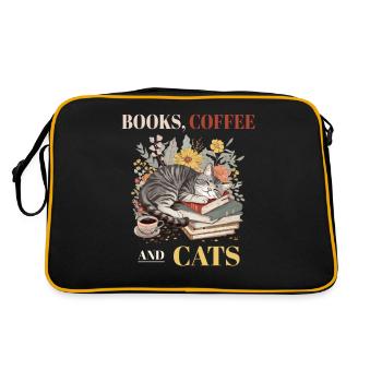 Livres, café et chats - Journée parfaite pour - Sac Retro - noir/or - Dos