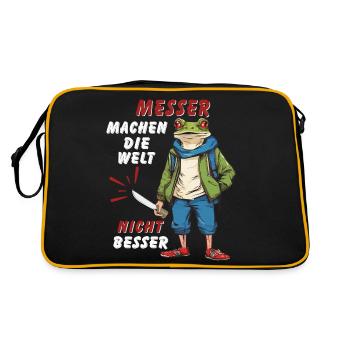 MESSER MACHEN DIE WELT NICHT BESSER - Retro Tasche - Schwarz/Gold - Hinten