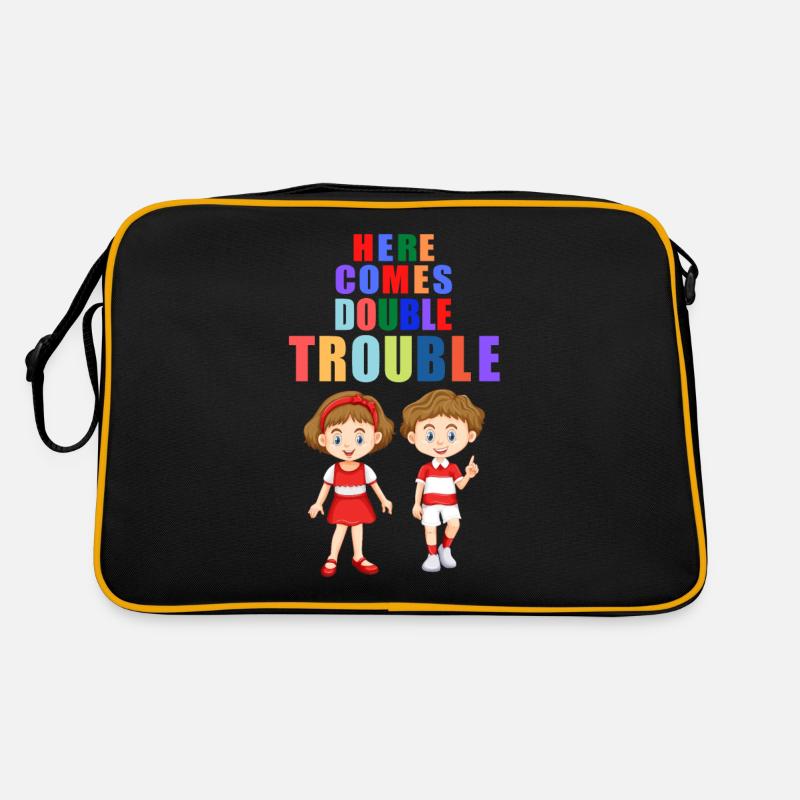 Here comes double Trouble Zwillinge Junge Mädchen Retro Tasche