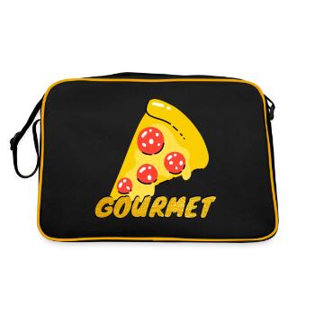 Tranches de pizza gastronomiques Tranche de pizza graphique Gourmet - Sac Retro - noir/or - Dos