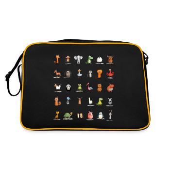Tierische Charakter Parade - Retro Tasche - Schwarz/Gold - Hinten