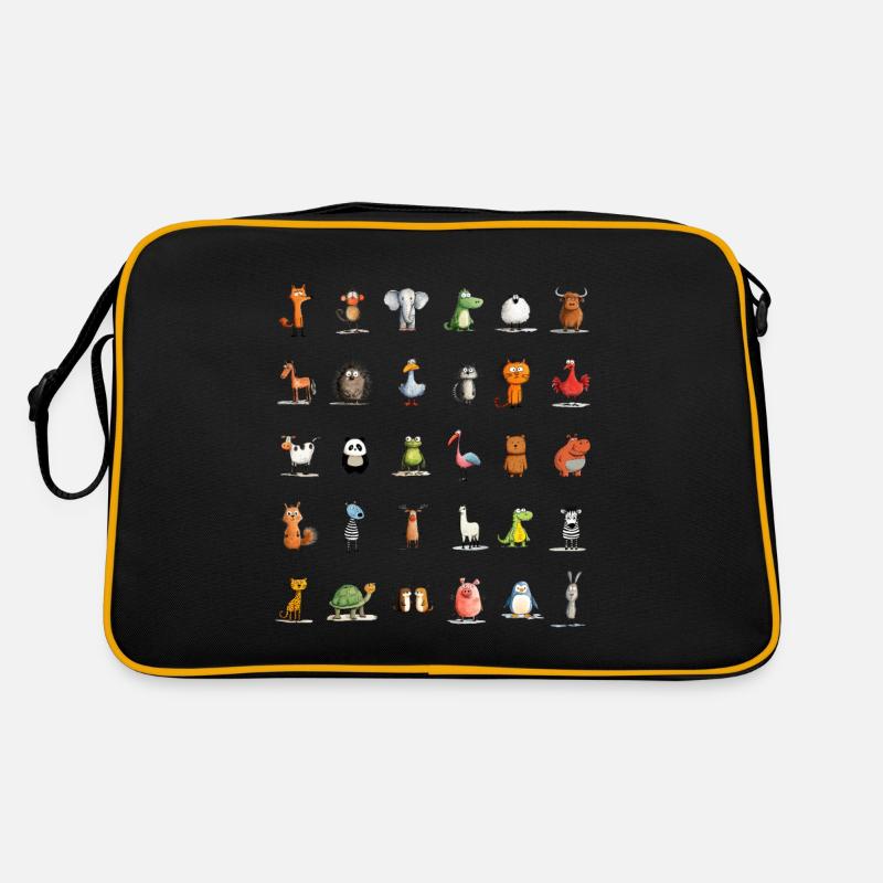 Tierische Charakter Parade - Retro Tasche - Schwarz/Gold