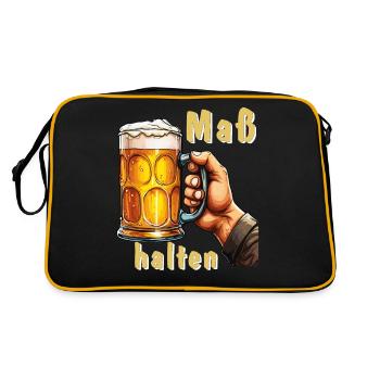 BIERKRUG Maß halten - Retro Tasche - Schwarz/Gold - Hinten