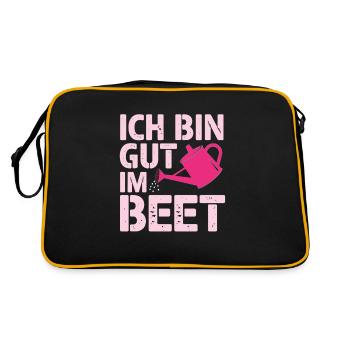 Ich bin gut im BEET, Garten - Retro Tasche - Schwarz/Gold - Hinten