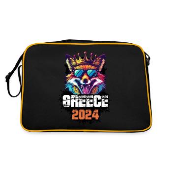Greece 2024 Urlaub Fuchs - Retro Tasche - Schwarz/Gold - Hinten