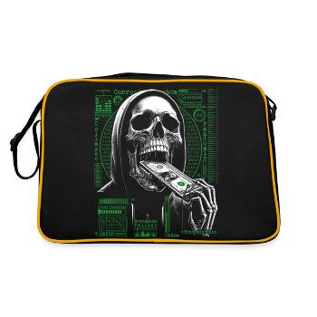 Hacker Skull Eating Dollar - Anarchie et corruption - Sac Retro - noir/or - Dos